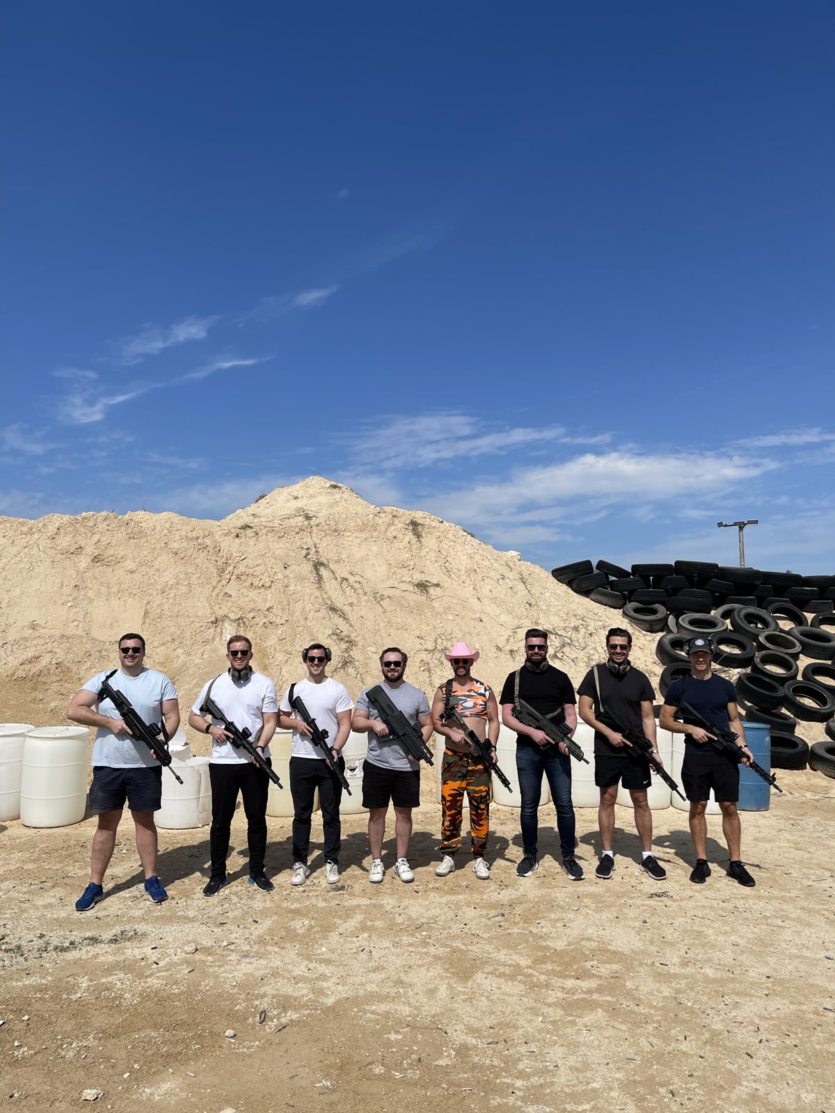 Bachelor party group with rifles Austin outdoor range