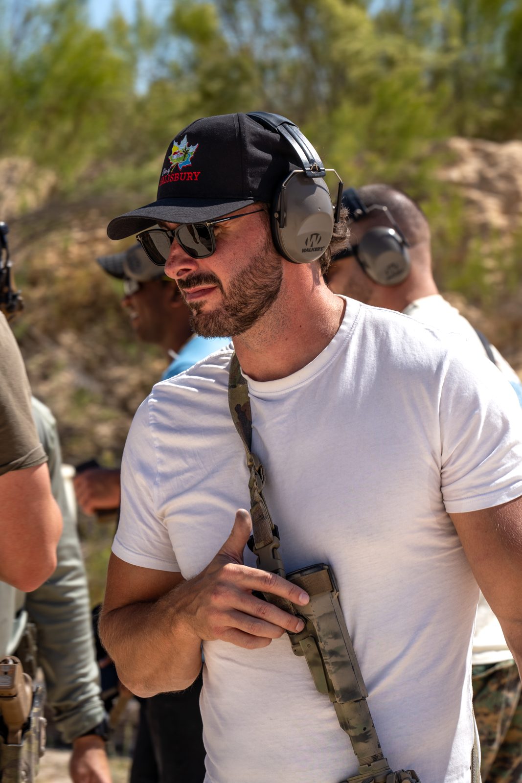 Bachelor party at Austin outdoor range close-up