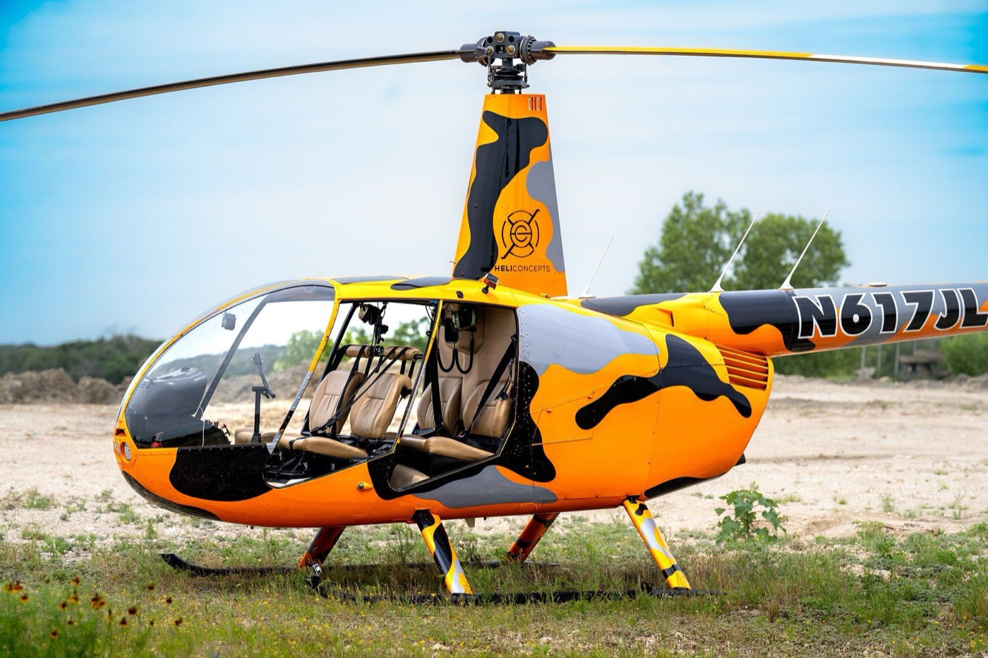 Private helicopter at our outdoor venue outside Austin